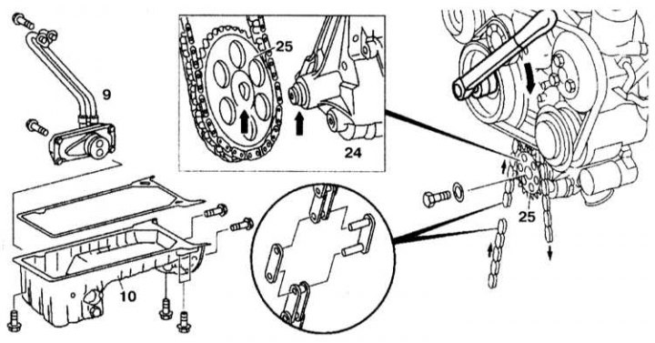 Замена цепи привода масляного насоса (Мерседес-Бенц W140 1991-1998 ...