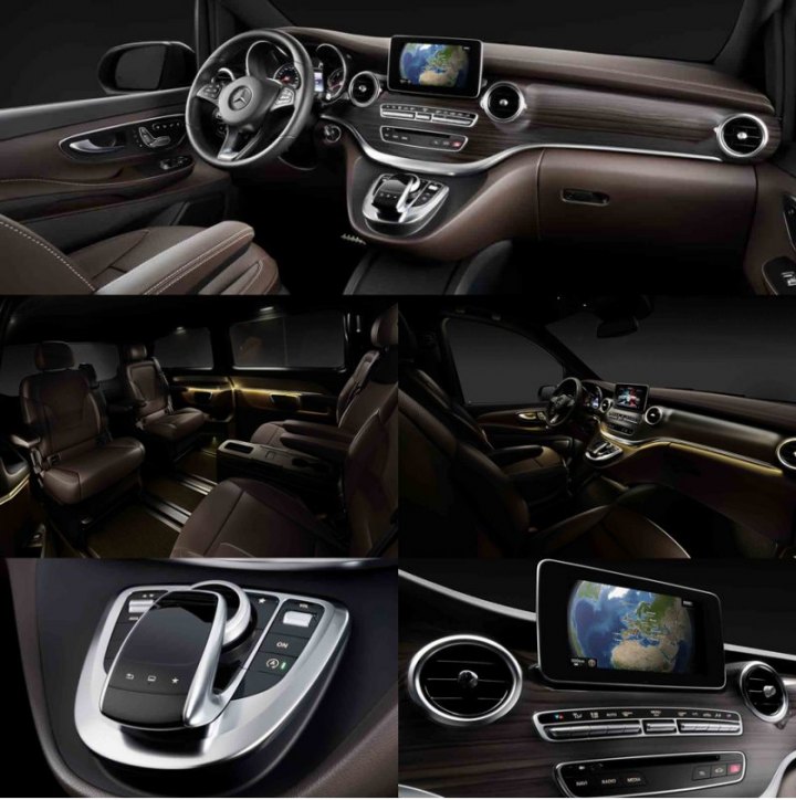 Уже сейчас можно рассмотреть интерьер вэна Mercedes V-класса в деталях.