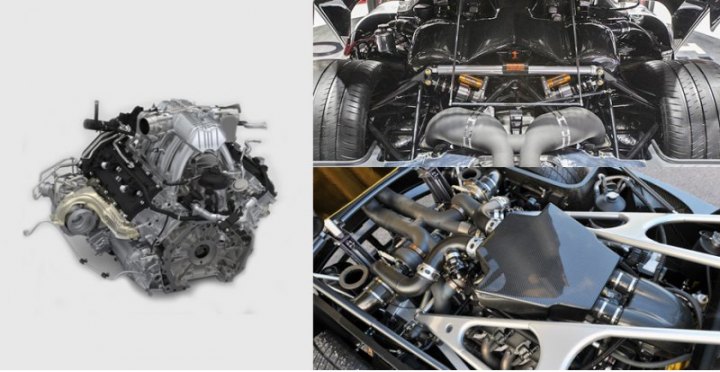 Битурбомотор V8 3.8 на McLaren P1 (слева) развивает 737 л.с., то есть с каждого литра снято почти…