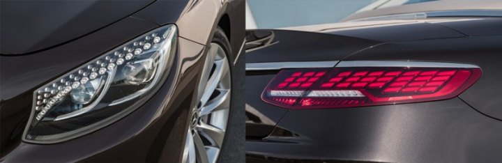 Простые двухдверки S-класса украшены новыми диодными фарами. Еще тут стоят такие же, как на…