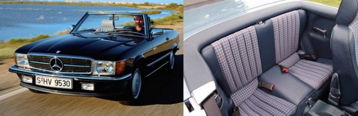 У Мерседеса SL R107 за полноценными передними сиденьями устанавливался задний двухместный диван, на…