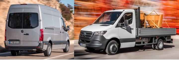 Сзади новый Sprinter отличается от старого фонарями и отсутствием выштамповок на распашных дверях.…