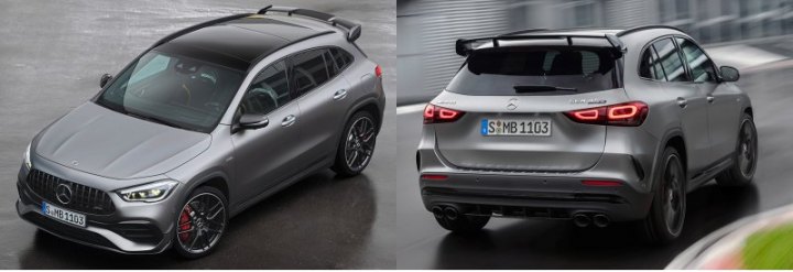 Модификация GLA 45 S выглядит заметно агрессивнее за счет более развитого аэродинамического обвеса,…