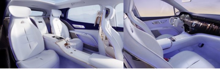 Сиденья призваны напоминать седан Mercedes-Maybach S-класса. «Плавающая» центральная консоль…