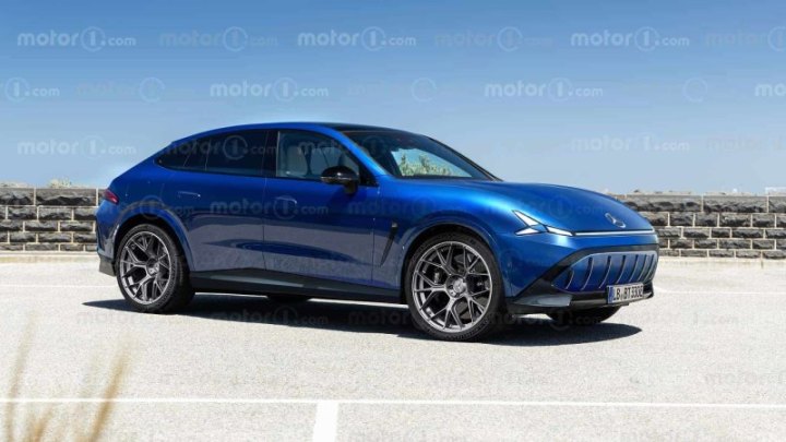 Клиновидная носовая часть основана на концепте электрического спорткара AMG Vision Concept 2022…