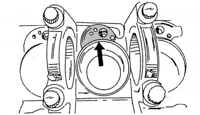 Figure 71. Location of oil spray nozzles of the piston cooling system