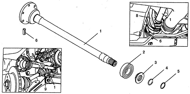 Figure 7.8. Central drive shaft with bearing (cars with engines 111.948 and 601.970):