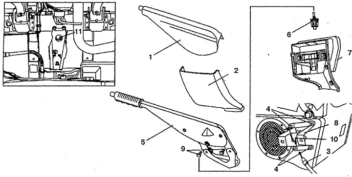 Механизм привода стояночной тормозной системы (Мерседес-Бенц Вито 1 ...