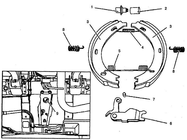 Figure 9.12. Brake shoes of the parking brake system: