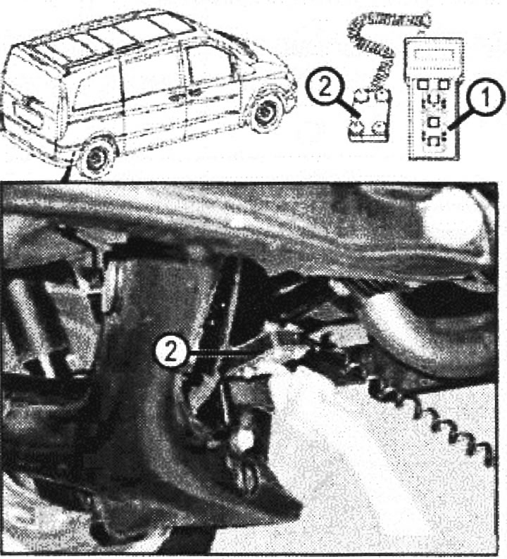 VN 5.029 Проверка уровня задней оси 1. Электронный креномер (086); 2. Датчик креномера (086а)