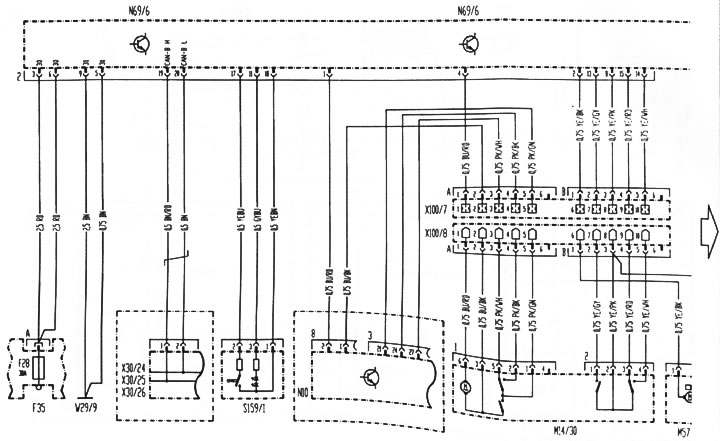 Schema 37. Unitate de control a ușii glisante din dreapta