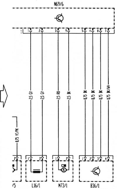 Schema 37. Unitate de control a ușii glisante din dreapta