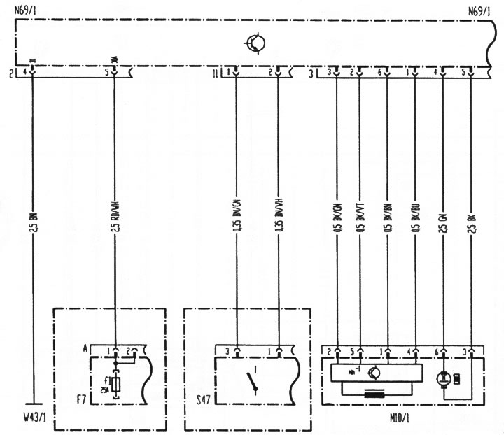 39. ábra. A vezetőoldali ablakemelő elektromos hajtása