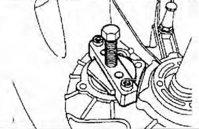 Малюнак 4.50. Замацуеце заціск на корпусе каробкі перадач двума нітамі.