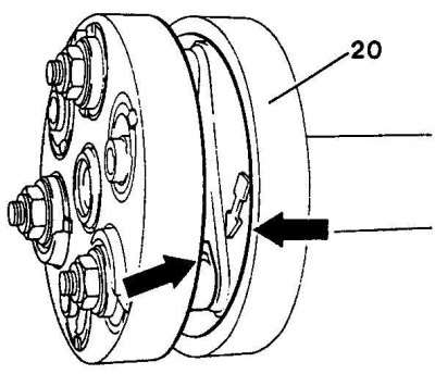 Alignment of the arrow with the flange protrusion on models where the bolt axis is offset by 45 mm…