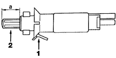 Розташування скоби кріплення (1) вимикача стоп-сигналу