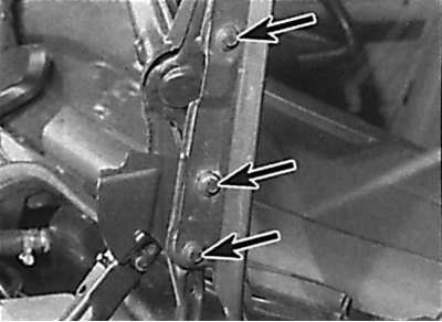 Location of the hinge bolts to the hood