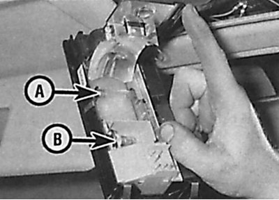 Location of interior light (A) and reading light (B) on front light