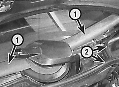 Location of left and right seal at base of windshield (1) and engine compartment bulkhead and…