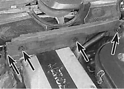 Location of screws for securing the insulating panel installed between the windshield wiper motor…