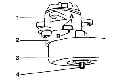Fig. 5.7. Installing the tension roller: 1 – holder; 2 – tension lever; 3 – tension roller; 4 –…