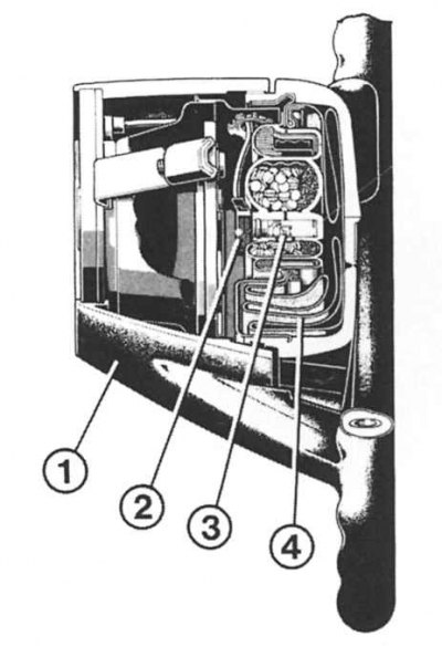 Fig. 7.19. Steering wheel with airbag in section: 1 – steering wheel; 2 – connection connector; 3 –…