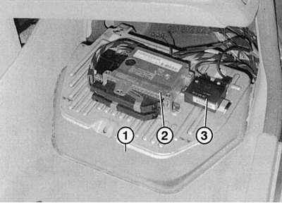Fig. 10.30. External view of the front passenger footwell with the mat removed: 1 – body bottom; 2…