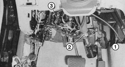 Fig. 9.37. When the upholstery is removed, the power cable (1) coming from the battery in the…