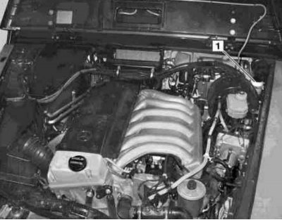 a — Location of the reservoir (1) for the hydraulic fluid of the differential lock drive on models…