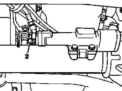 5. Remove the protective cap from the bleed valve (2) on the differential lock actuator cylinder,…