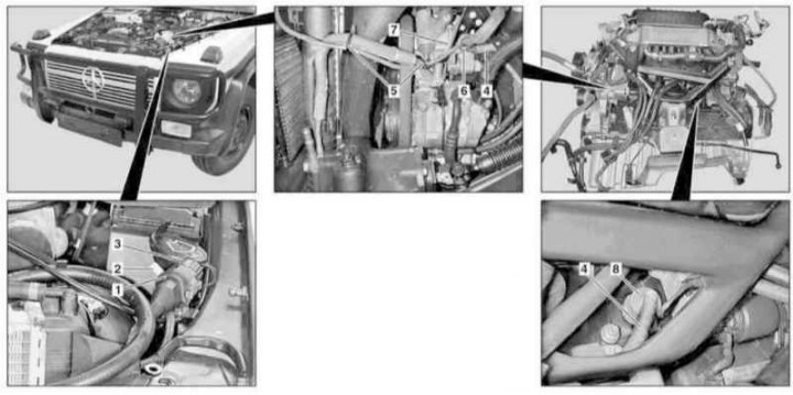 Engine Block Heater Installation Details (models 463.322/323, code HP1)