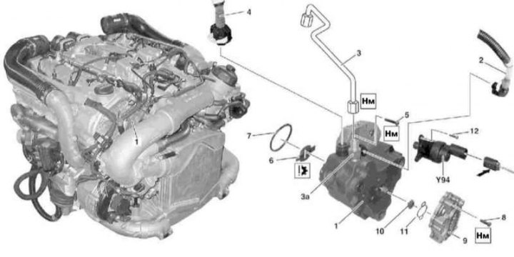 Az M628 motor befecskendező szivattyújának beépítési részletei (1/2)