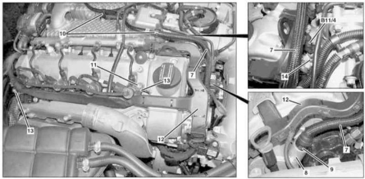 Az M628 CDI motorvezérlő rendszer hűtőfolyadék-hőmérséklet-érzékelőjének telepítési részletei (2/2)