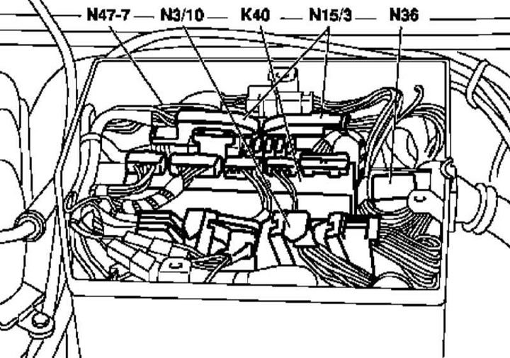 Схема расположения основных компонентов системы зажигания на бензиновых моделях (3 из 4)