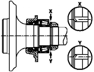 Locking slotted nuts on the left axle shaft as an example