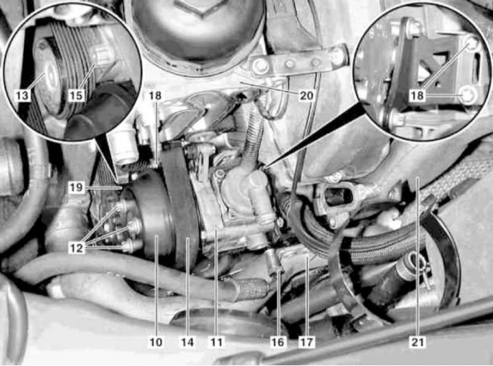 Kormányszivattyú beszerelési alkatrészei (m628 motorral szerelt modellek) (2/2)