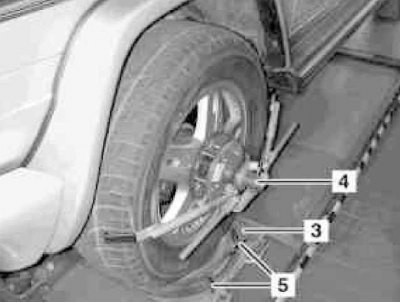 The value of the maximum wheel turning angle is checked on a special overpass equipped with rotary…
