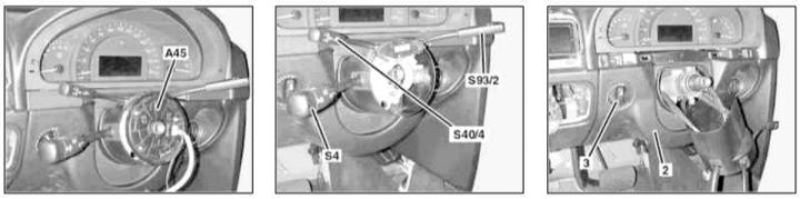 Steering column end cap installation details for models produced up to 30.06.02 (1 of 2)