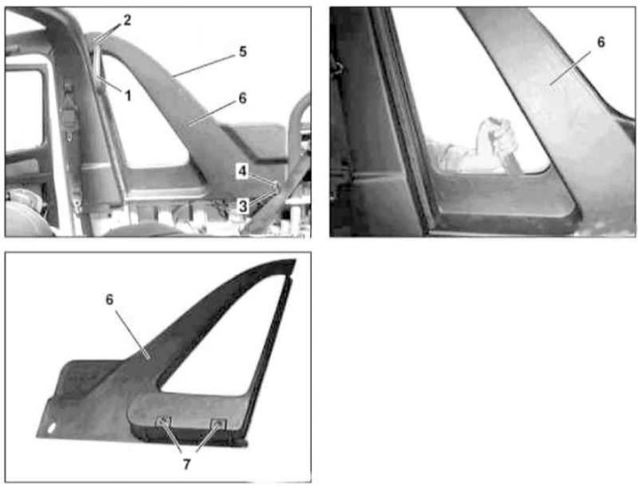 Деталі установки панелі обробки бокового скла на моделях Кабріолет