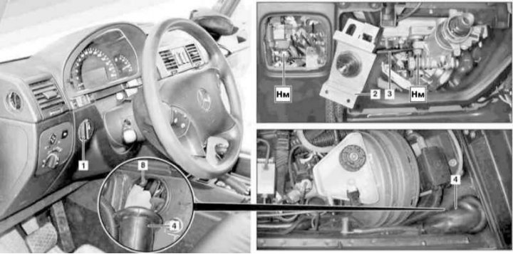 Детайли за монтиране на задвижващата дръжка за регулиране на наклона на оптичните оси на фаровете