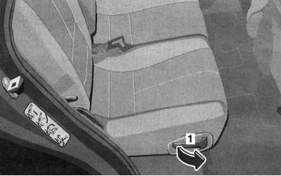 Рукоятка відпускання фіксатора складання багатомісного заднього сидіння