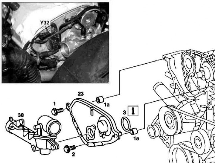 Деталі установки передньої кришки головки циліндрів (двигуни серії 111)