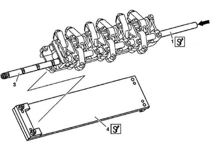 Installation details of rocker arm axes of valve drive on engines of series 112 and 113