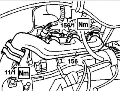 Installation details of the right exhaust manifold of the 112 and 113 series engine