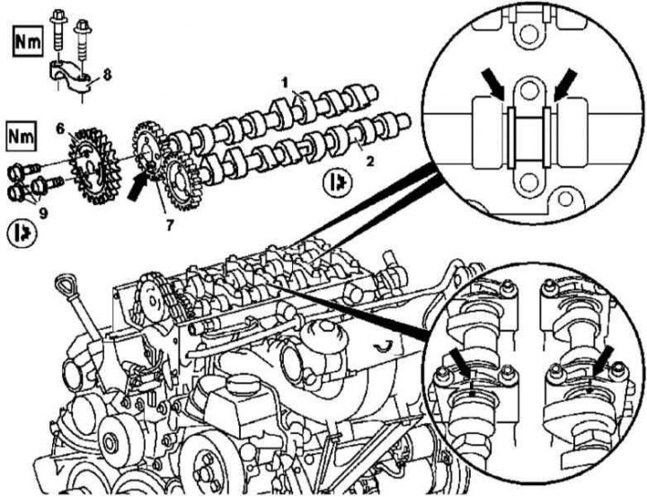 612-es sorozatú motor vezérműtengely beépítési részletek