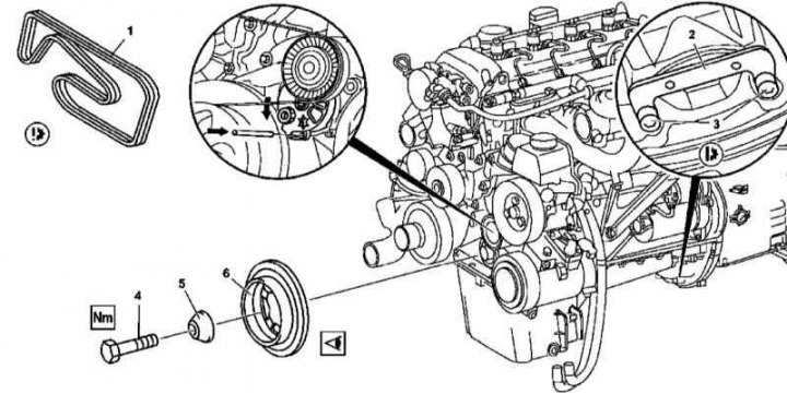 612-es sorozatú motor rezgéscsillapító/szíjtárcsa beszerelési alkatrészei