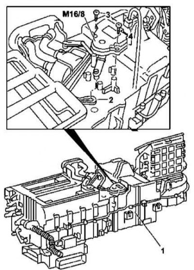 Details of the installation of the electric motor of the mixing flap drive
