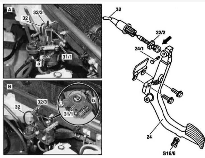 A fojtószelep-hajtás beállítása a 163.154/157172/174/175 modelleken (112 és 113 sorozatú motorok)