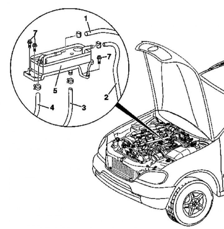 Üzemanyag-hűtő beépítési részletek a 163.113 modelleken (612-es sorozatú motor)