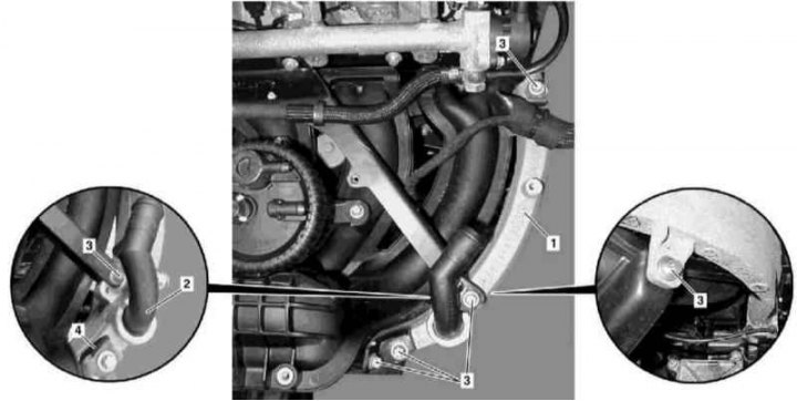 Az EGR-hűtő beszerelésének részletei a 163.113-as modelleken (612-es sorozatú motor)